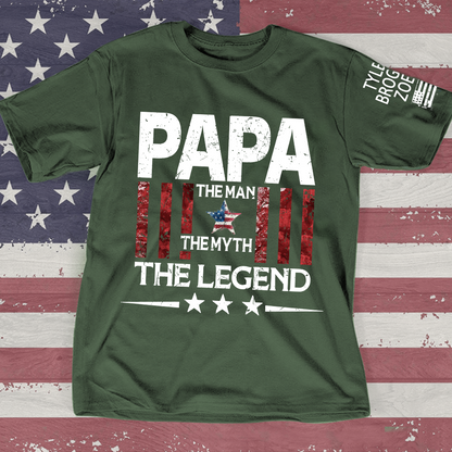 Personalized Papa The Man The Myth The Legend, Patriotic Stars Art Set For Gifr Papa And Kids