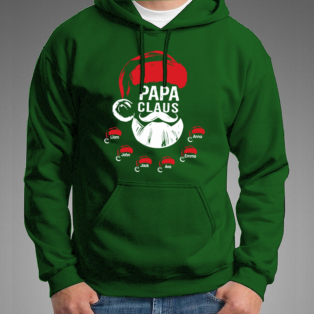 Custom Papa Claus Christmas, Gift For Papa And Kids Hoodie