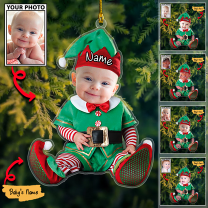 Custom Baby Photo Ornaments with Names, Personalized Christmas Ornaments