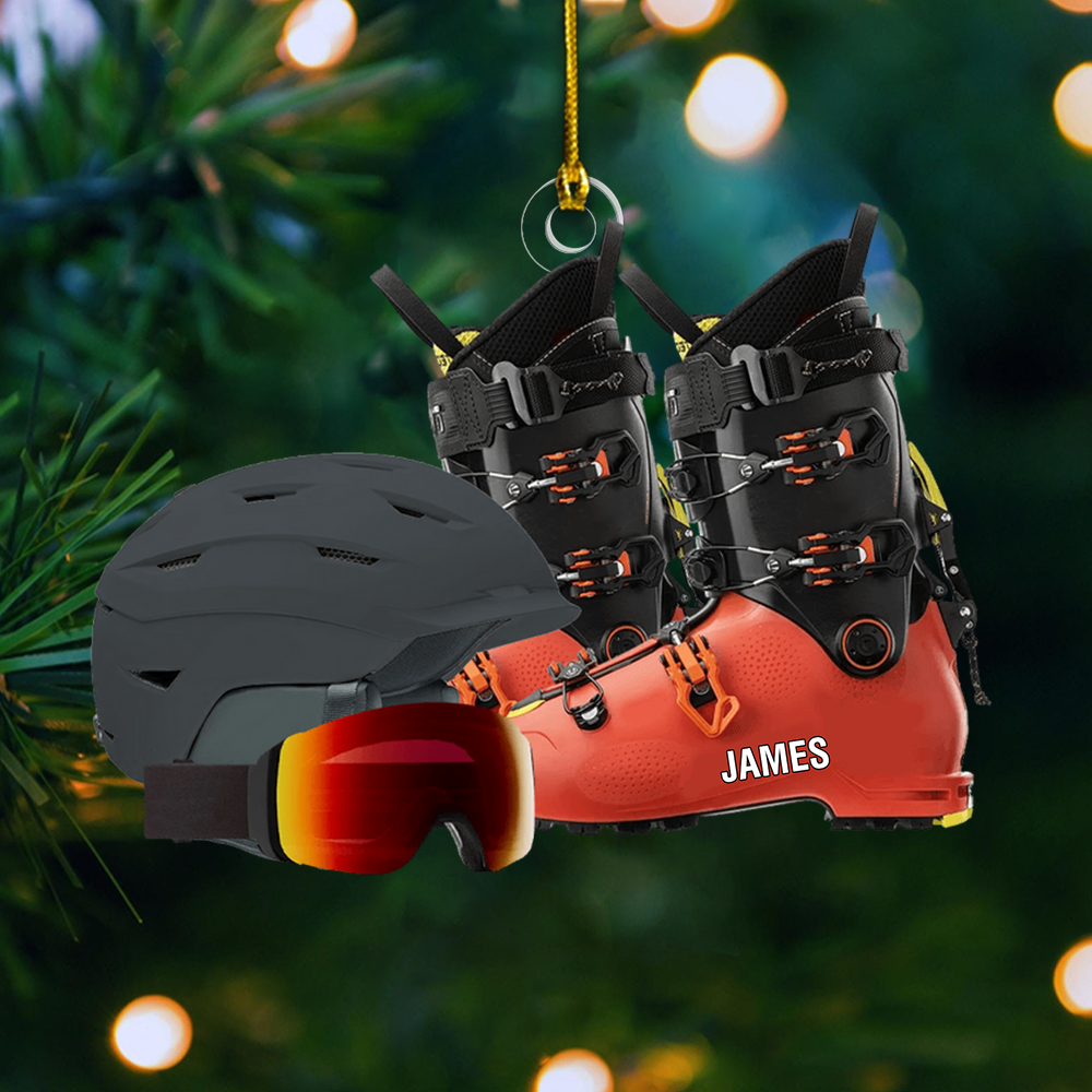 Skiing Ornament 2025 – Personalized Ski Gear Ornament with Name, Custom Winter Holiday Decoration Ornament