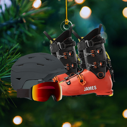 Skiing Ornament 2025 – Personalized Ski Gear Ornament with Name, Custom Winter Holiday Decoration Ornament
