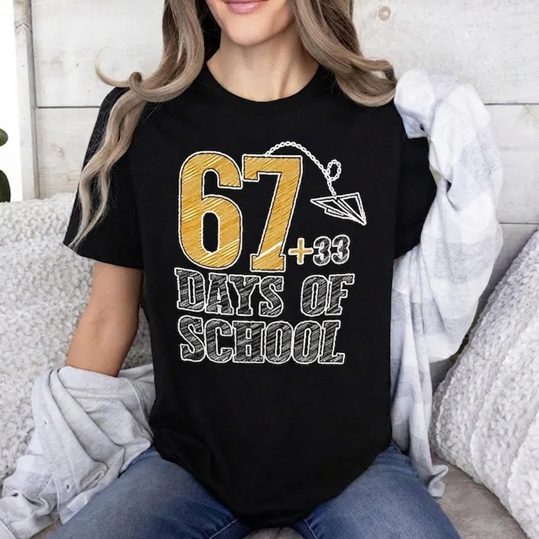 67 Days of School Shirt, Teacher Countdown Tee, Back to School Teacher Shirt, Funny School Days T-Shirt for Educators
