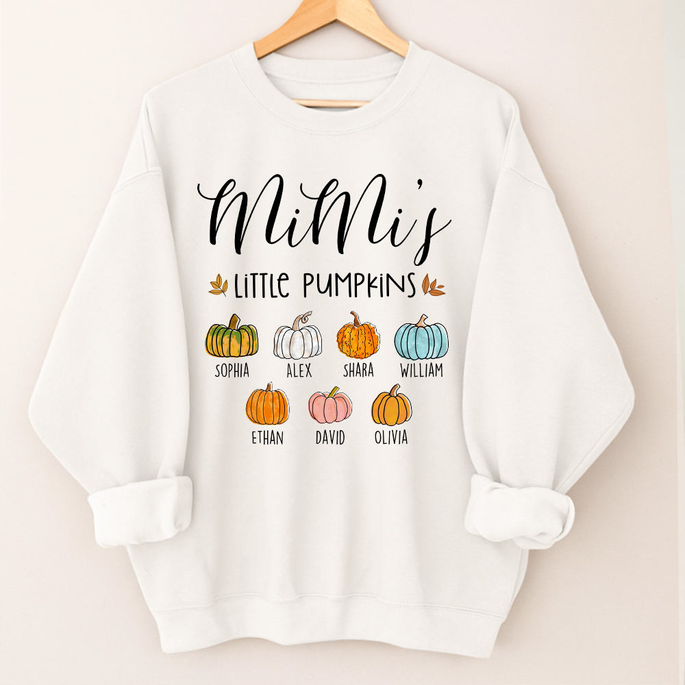 Personalized Mimi's Little Pumpkins Shirt, Custom Grandkids Names Fall Pumpkin Sweatshirt, Grandma Autumn Gift