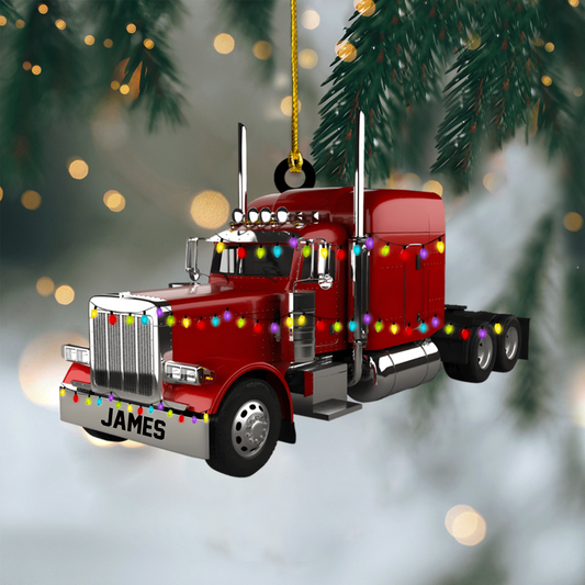 Personalized Truck Driver Ornament 2025 – Custom Name & Color Semi Truck Christmas Ornament, Gift for Truckers Ornament
