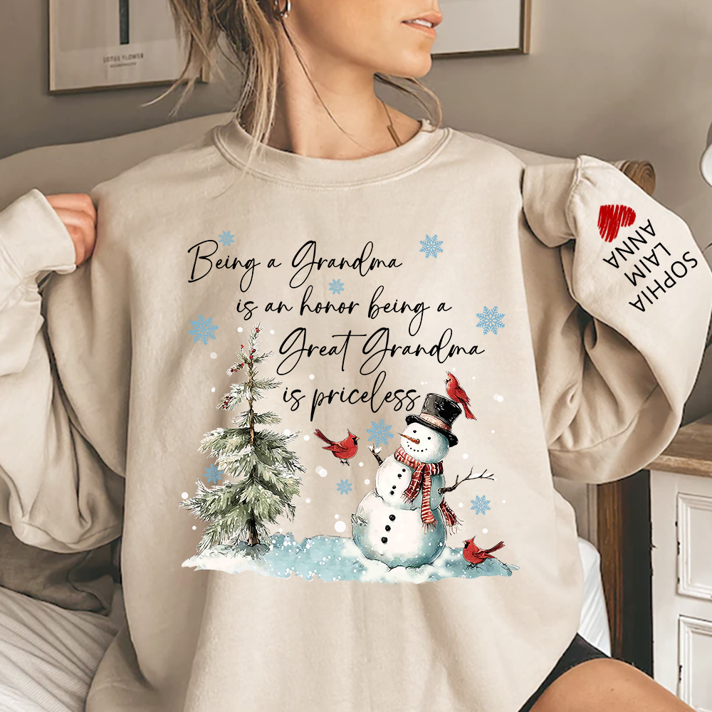 Being a Grandma Is an Honor Being a Great Grandma Is Priceless Sweatshirt, For Gift Grandma And Kids