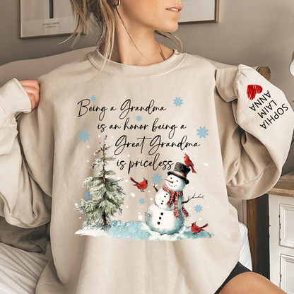 Being a Grandma Is an Honor Being a Great Grandma Is Priceless Sweatshirt, For Gift Grandma And Kids