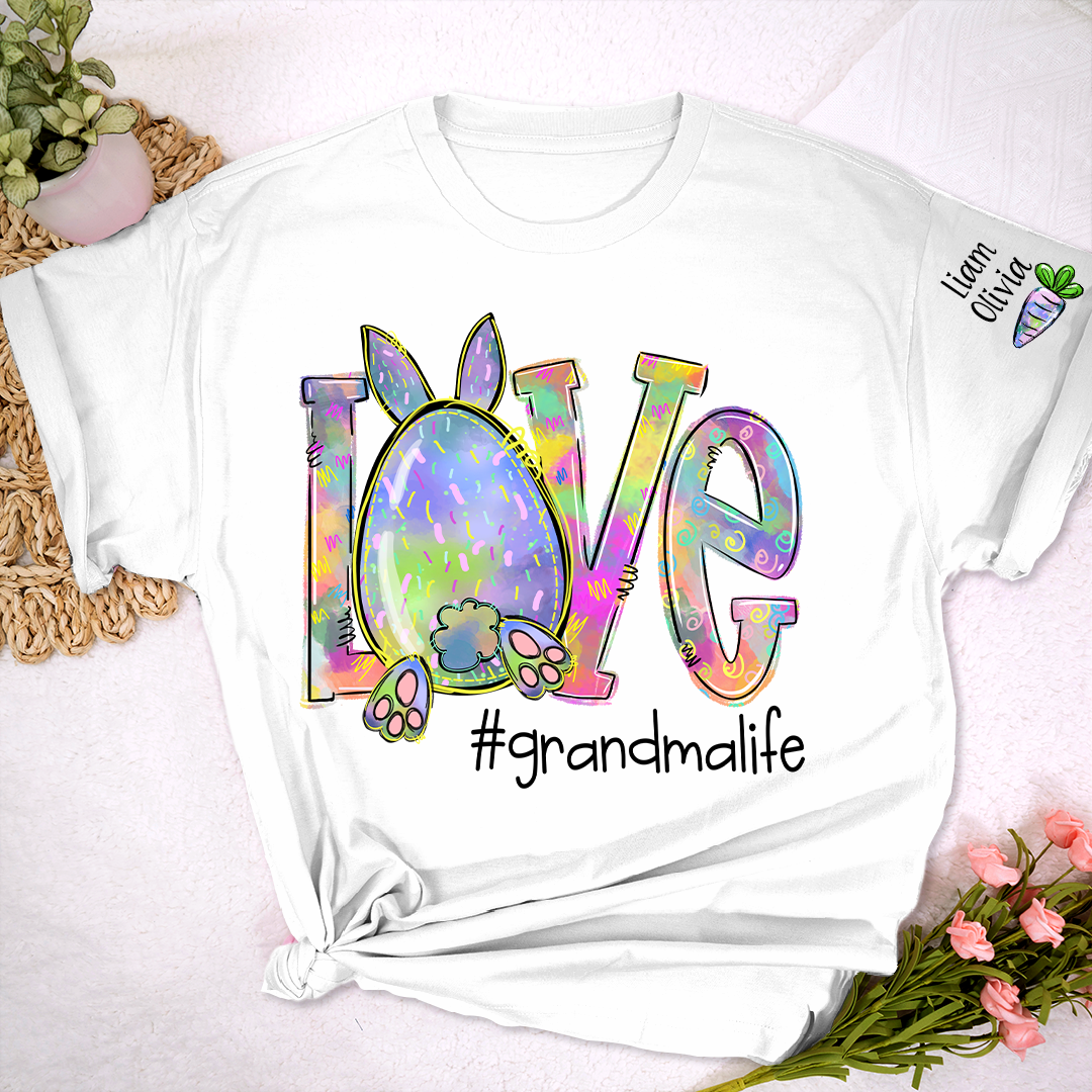 Love Grandma Life Rainbow Easter Bunny And Kids Carrot LTP01