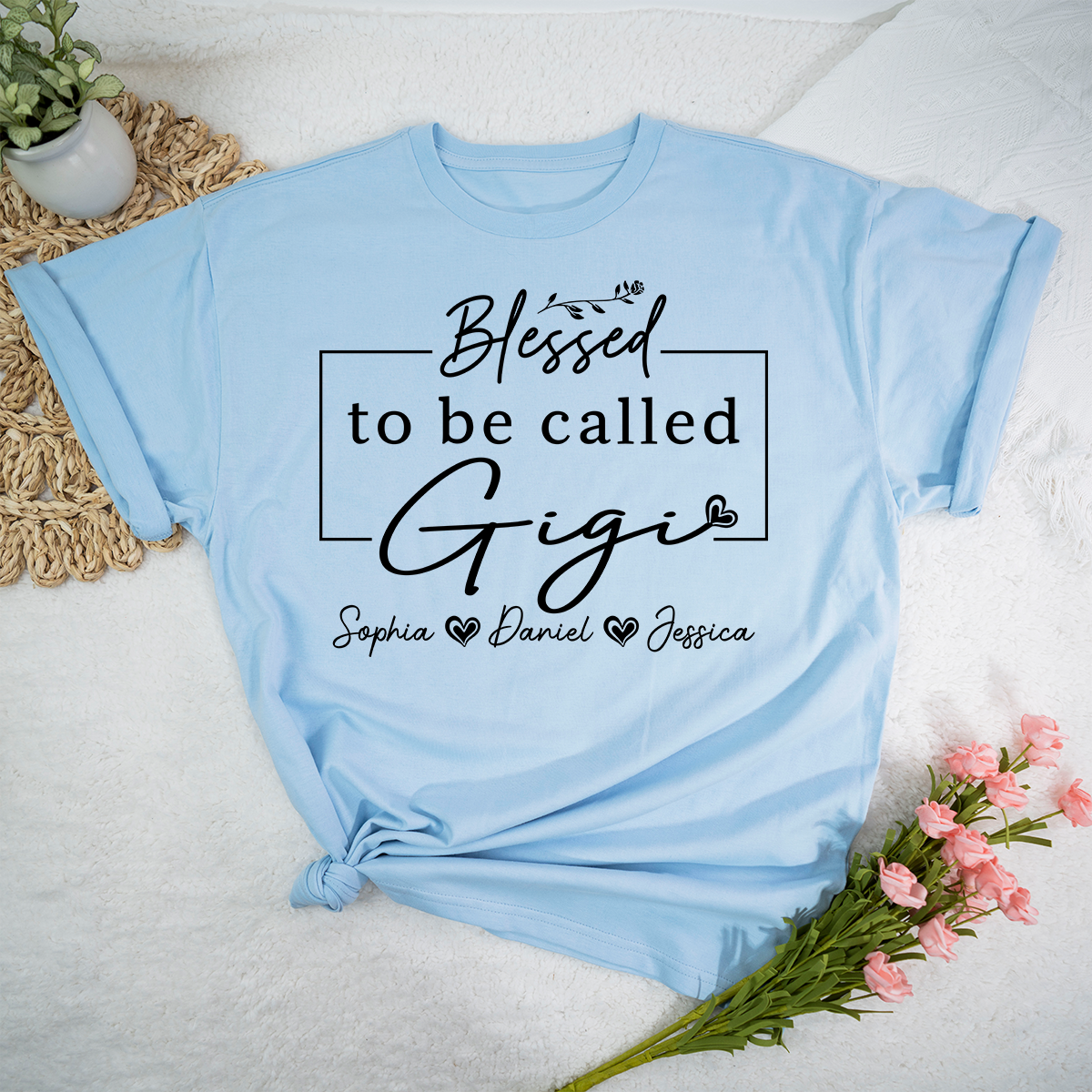 Blessed to Be Called Gigi Shirt, Personalized Gigi T-Shirt with Grandkids Names, Custom Grandma Gift