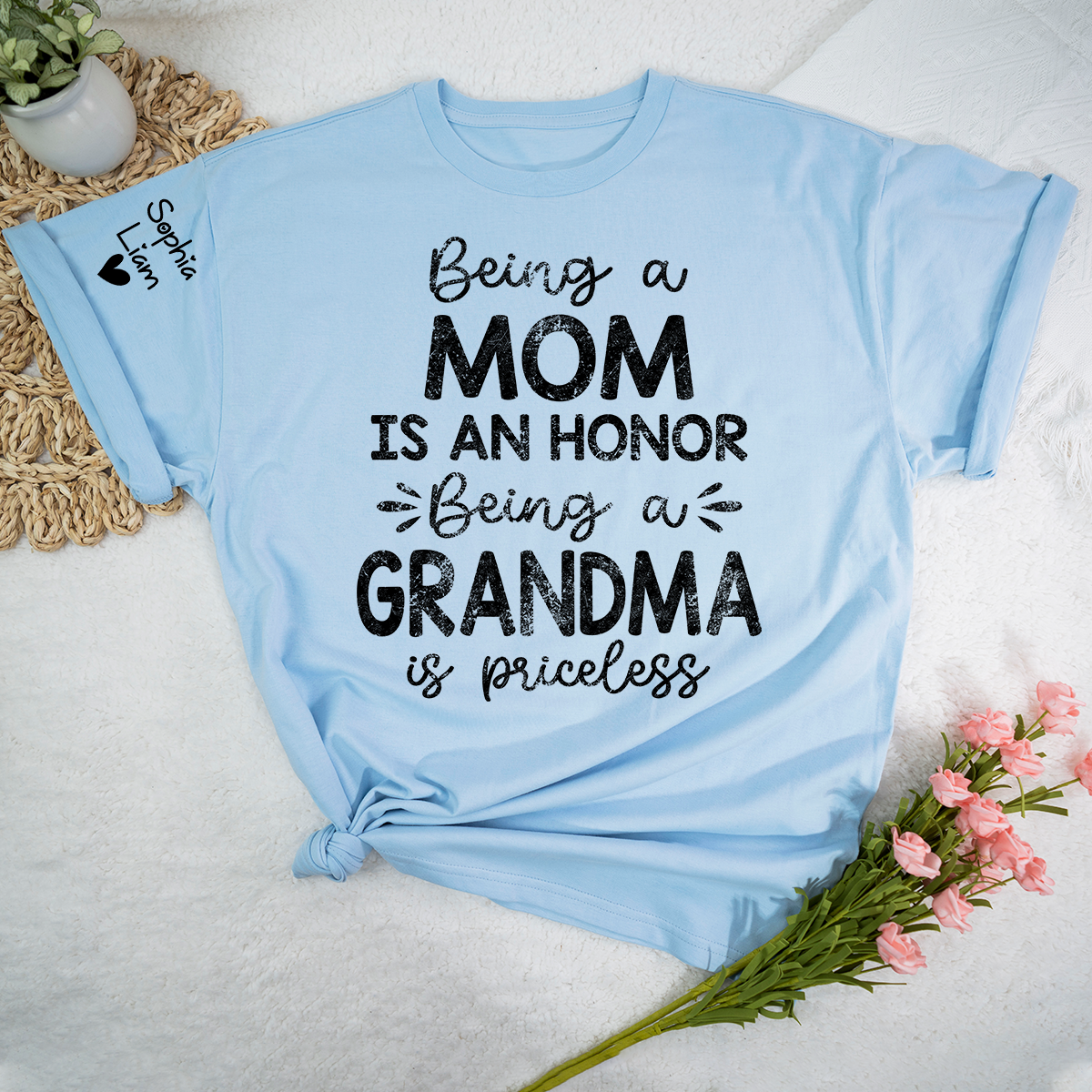 Being a Mom is an Honor Being a Grandma is Priceless Tee, Custom Grandma Shirt, Gift Idea for Mom and Grandma