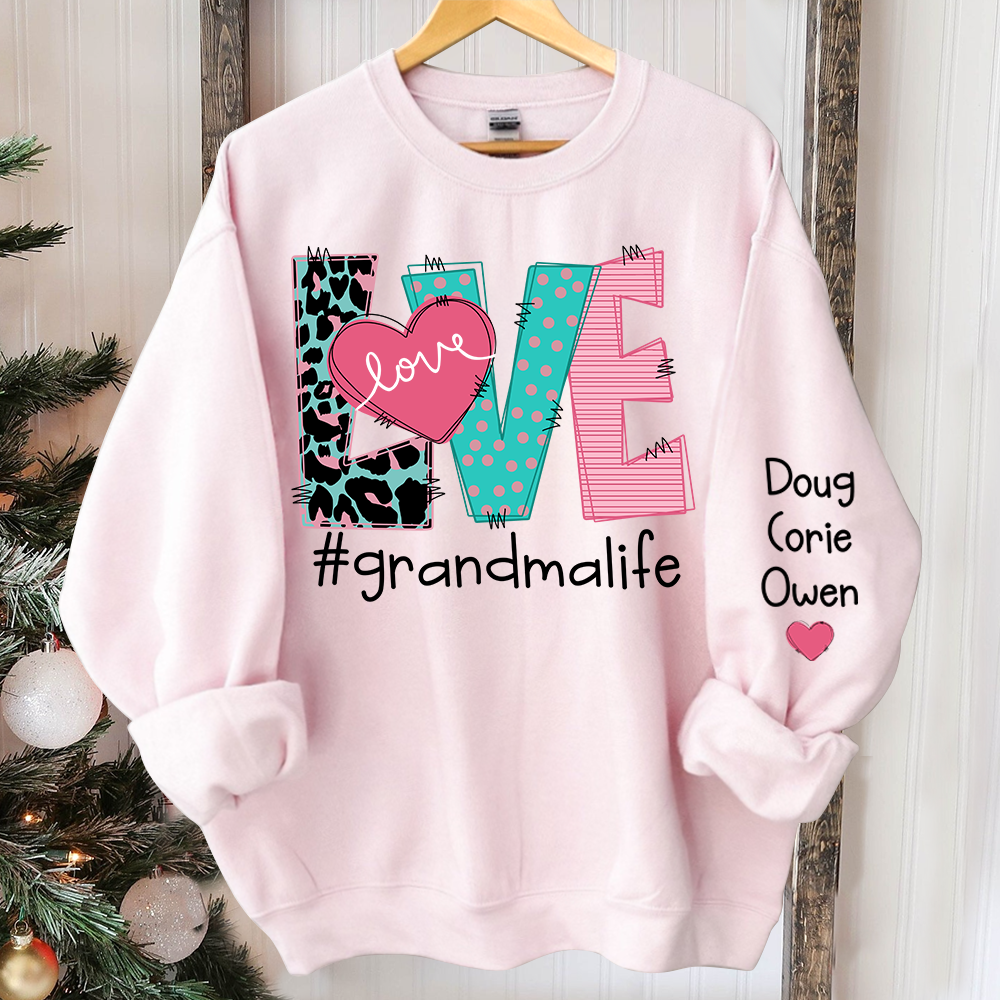 Personalized Love Grandma Life Trend Sweatshirt, Custom Grandma and Grandkids Sweatshirt