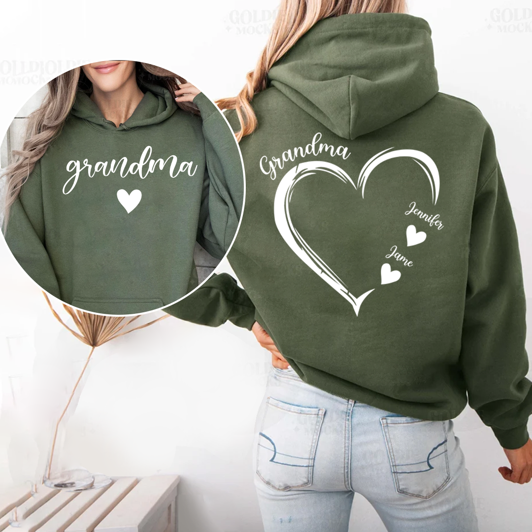 Grandma And Grandkids Heart Personalize Sweatshirt Mix