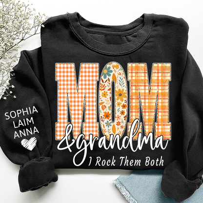Custom Fall Mom & Grandma I Rock Them Both Sweatshirt, Gift For Grammy And Her Grandchildren