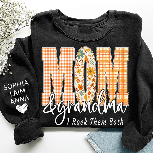 Custom Fall Mom & Grandma I Rock Them Both Sweatshirt, Gift For Grammy And Her Grandchildren