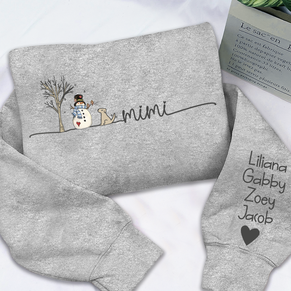 Personalized Mimi Christmas Snowman And Grandkids