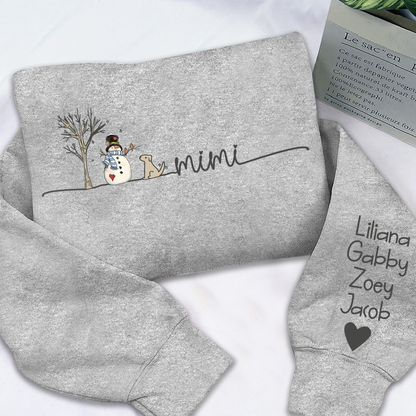Personalized Mimi Christmas Snowman And Grandkids