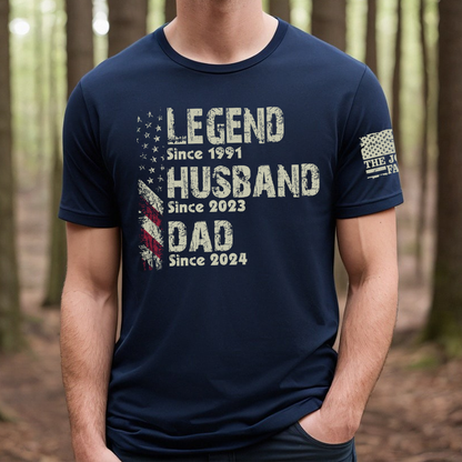 Legend Husband Dad Grandpa Shirt, Personalized Christmas Gift for Grandpa 2025, Custom Family Year Shirt for Dad Husband, Vintage American Flag Tee for Men