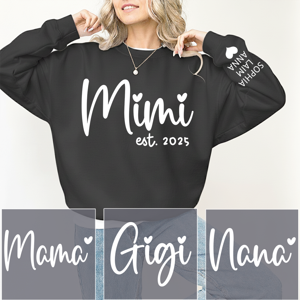 Personalized Mimi Sweatshirt, Custom Est. 2025 Grandma Gift with Kids’ Names