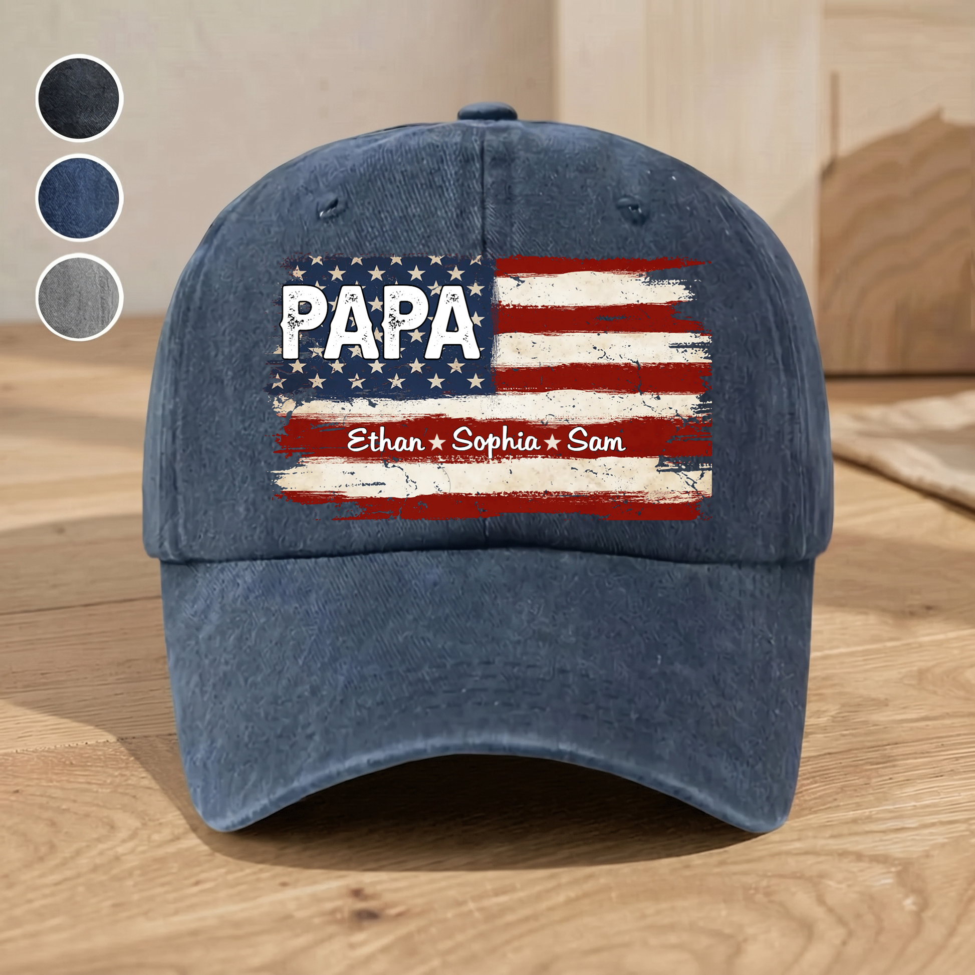 Personalized Papa Ands Grandkids Flag American