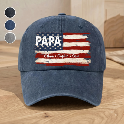 Personalized Papa Ands Grandkids Flag American