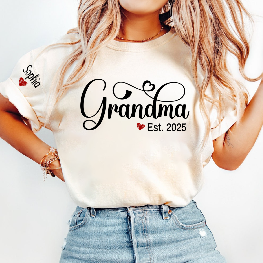 Grandma Gifts Personalized Grandma Est Shirt, Custom T-Shirts For Grandma And Kids 2025