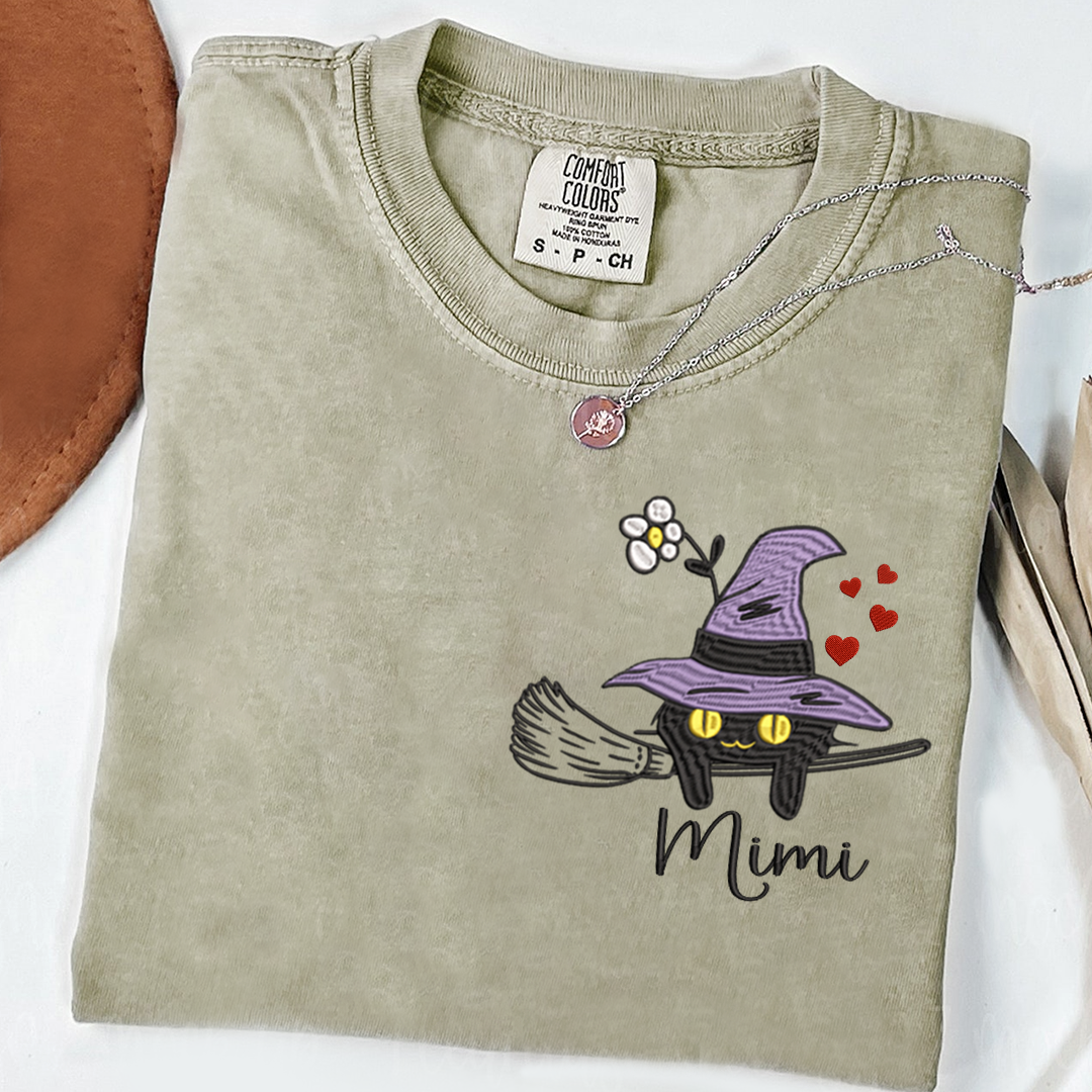 Comfort Colors® T-Shirt Personalized Grandma Cat Halloween, Gift for Mimi and Kids