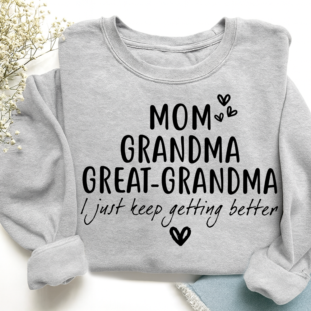 Mom Grandma Great-Grandma Heart Sweatshirt, Custom Family Name for Gift Grandma