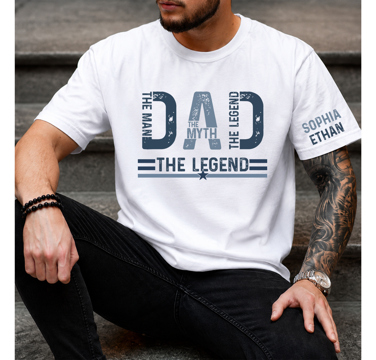 The Man The Myth The Legend Dad T-Shirt – Personalized Custom Name Gift for Daddy Papa Dad