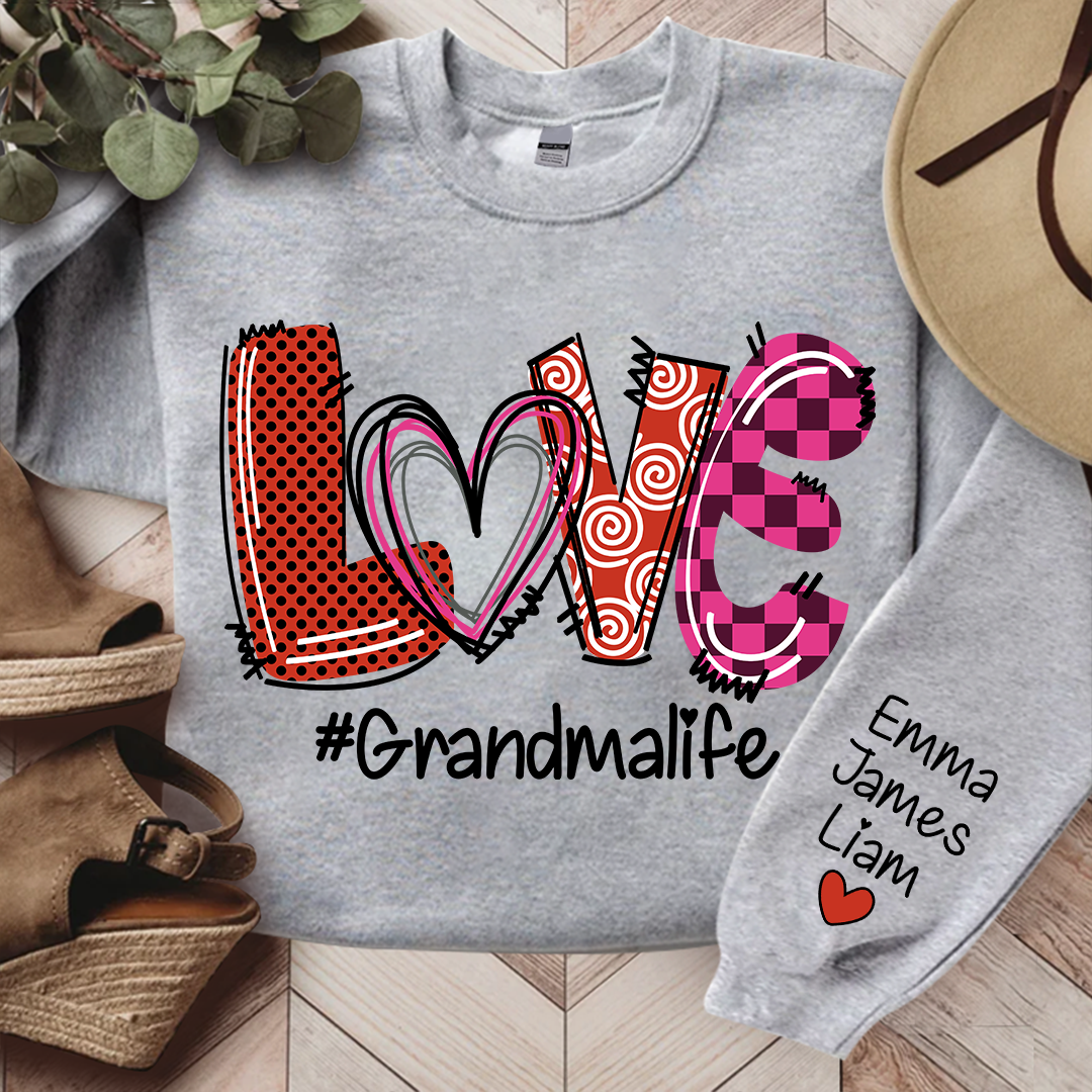 Personalized Love Valentine Grandma Life With Kids, Gift For Grandma Valentine TH Sweatshirt