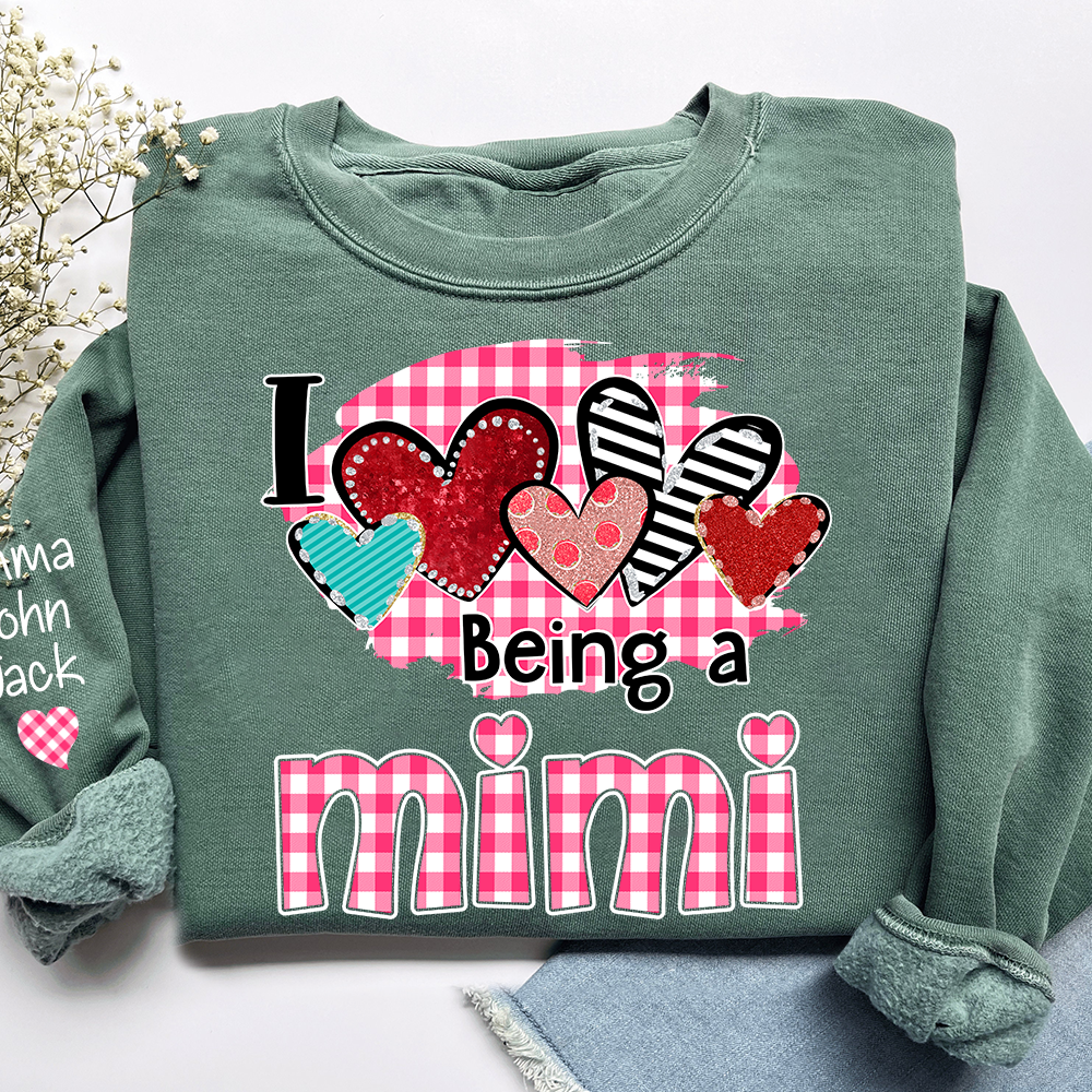 Valentine Mimi Crewneck Sweatshirt, Cute Heart Family Love Design, For Gift Grandma And Kids