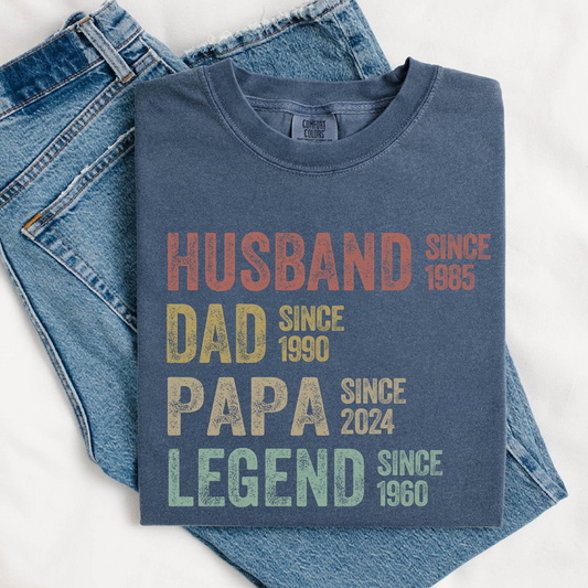 Comfort Colors® Personalized Dad Grandpa Shirt, Father's Day Shirt, Husband Father Grandpa Legend