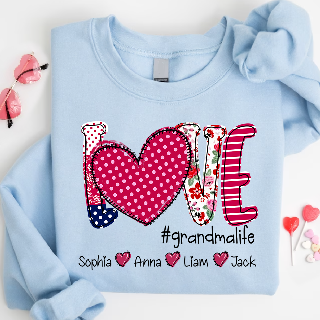 Valentine's Heart Day Custom Grandma And Kids LTP01 Sweatshirt