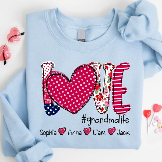 Valentine's Heart Day Custom Grandma And Kids LTP01 Sweatshirt