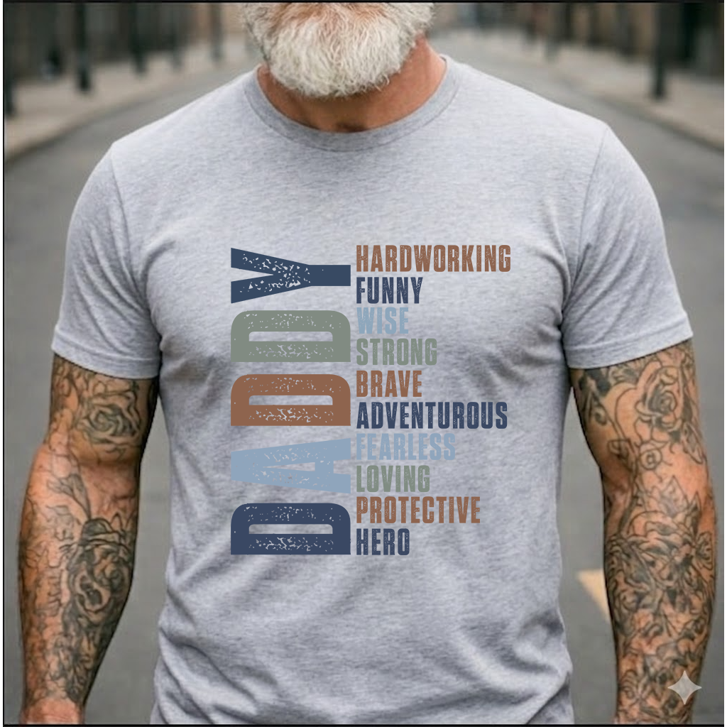 Dad Acrostic T-Shirt – Personalized Custom Name Gift for Dad Daddy Papa