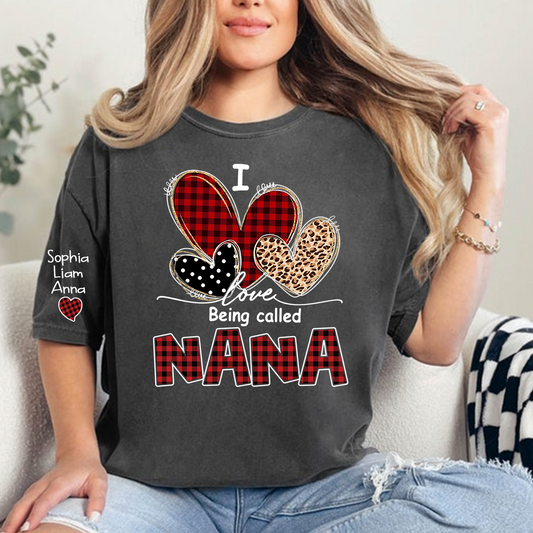 I Love Being Called Nana T-Shirt, Personalized Grandma T-Shirt with Kids Names