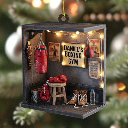 Personalized Boxing Gym Ornament 2025 – Custom Name Sports Christmas Decoration for Boxers and Fitness Lovers Ornament