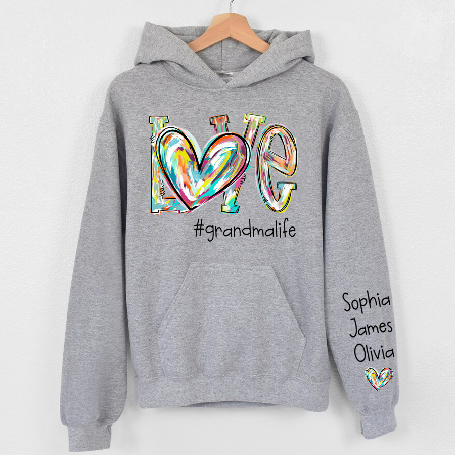 Love Grandma Life Color Clipart Custom Hoodie