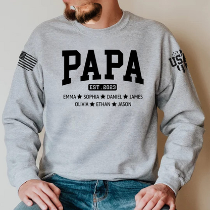 Custom Grandpa Est With Kids, Father's Day Gift Sweatshirt
