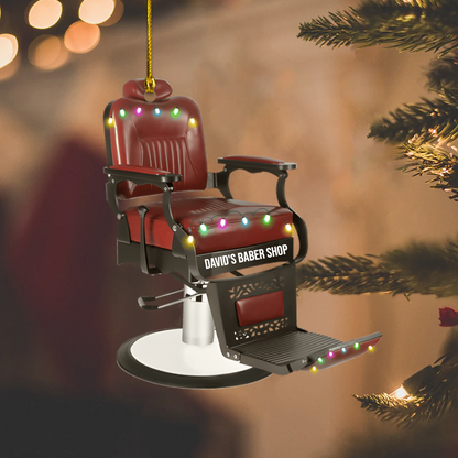 Personalized Barber Chair Ornament 2025 – Custom Name Barber Shop Decoration for Barbers Ornament