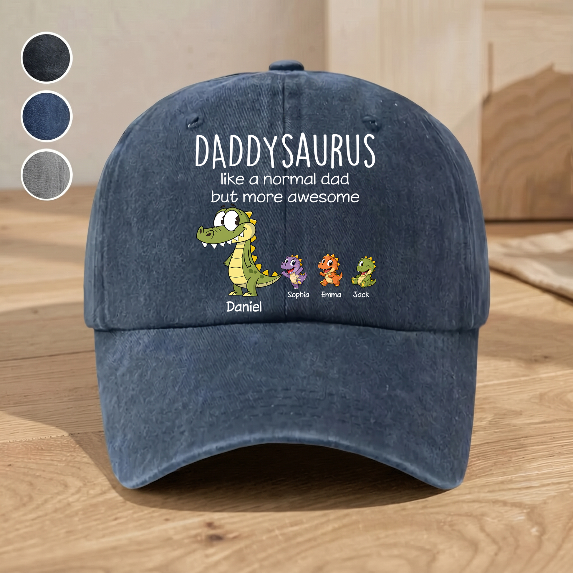 Daddysaurus Hat for Dad, Funny Dinosaur Cap for Fathers Day, Custom Daddy Baseball Cap Gift for Men, Cute Dino Dad Birthday Present