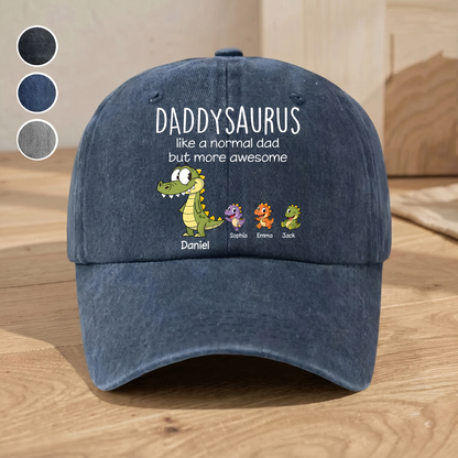 Daddysaurus Hat for Dad, Funny Dinosaur Cap for Fathers Day, Custom Daddy Baseball Cap Gift for Men, Cute Dino Dad Birthday Present