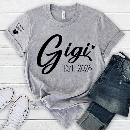 Personalized Gigi Shirt EST. 2026 – Custom Grandma Gift Tee for Women