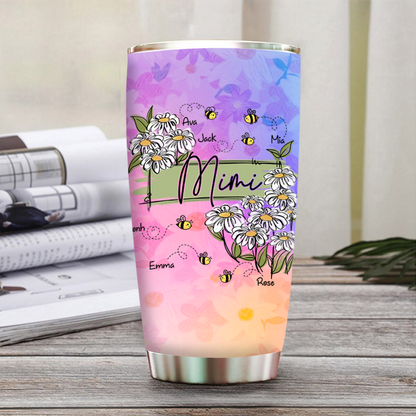 Personalized Water Cups, Custom Grandma And The Kids Bee. Portable Water Cup With Lid