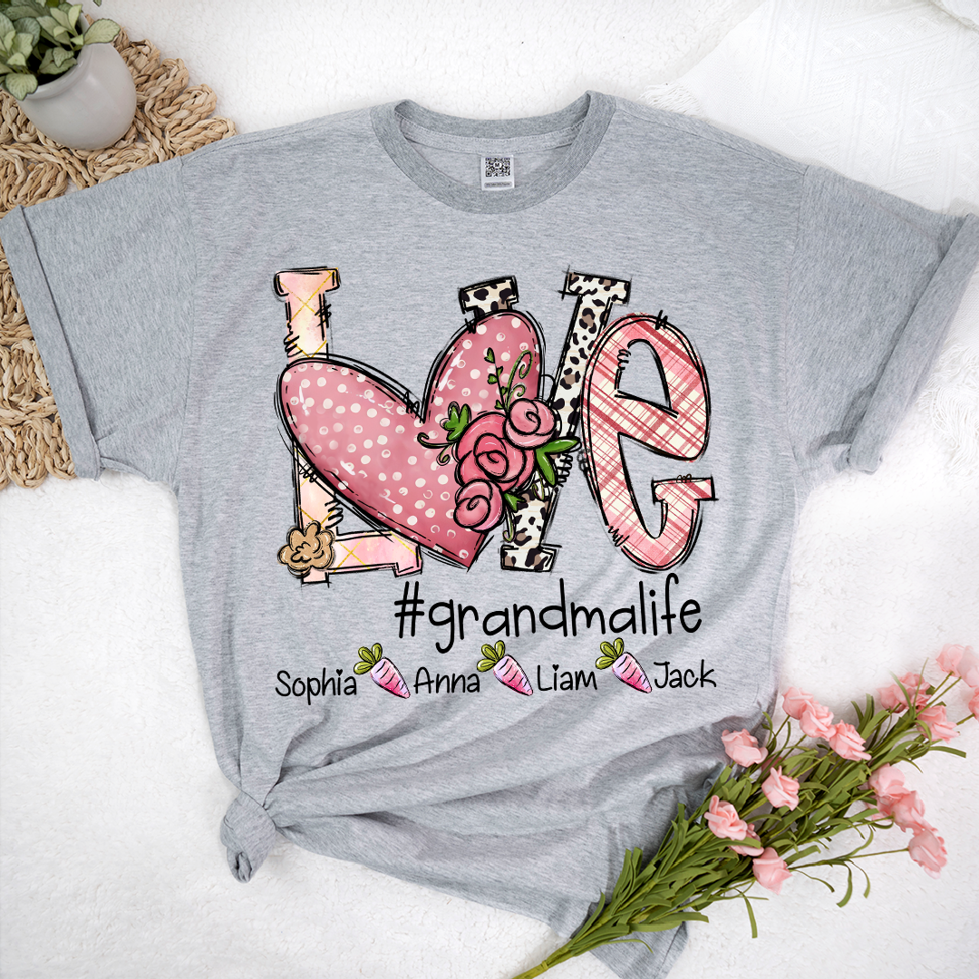 Love Heart Grandma Life Rainbow Easter Egg Bunny And Kids Carrot LTP01