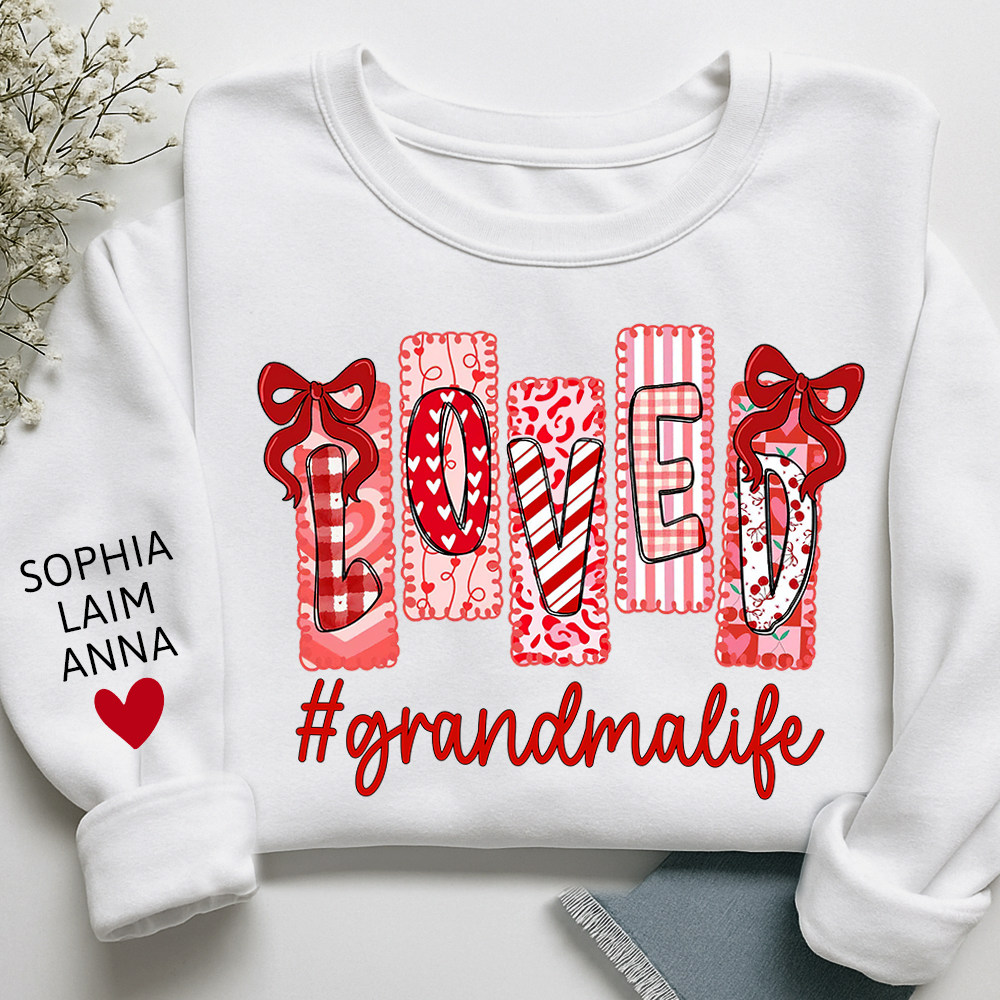 Personalized Love Grandma Life Sweatshirt, Custom Valentine Heart Design