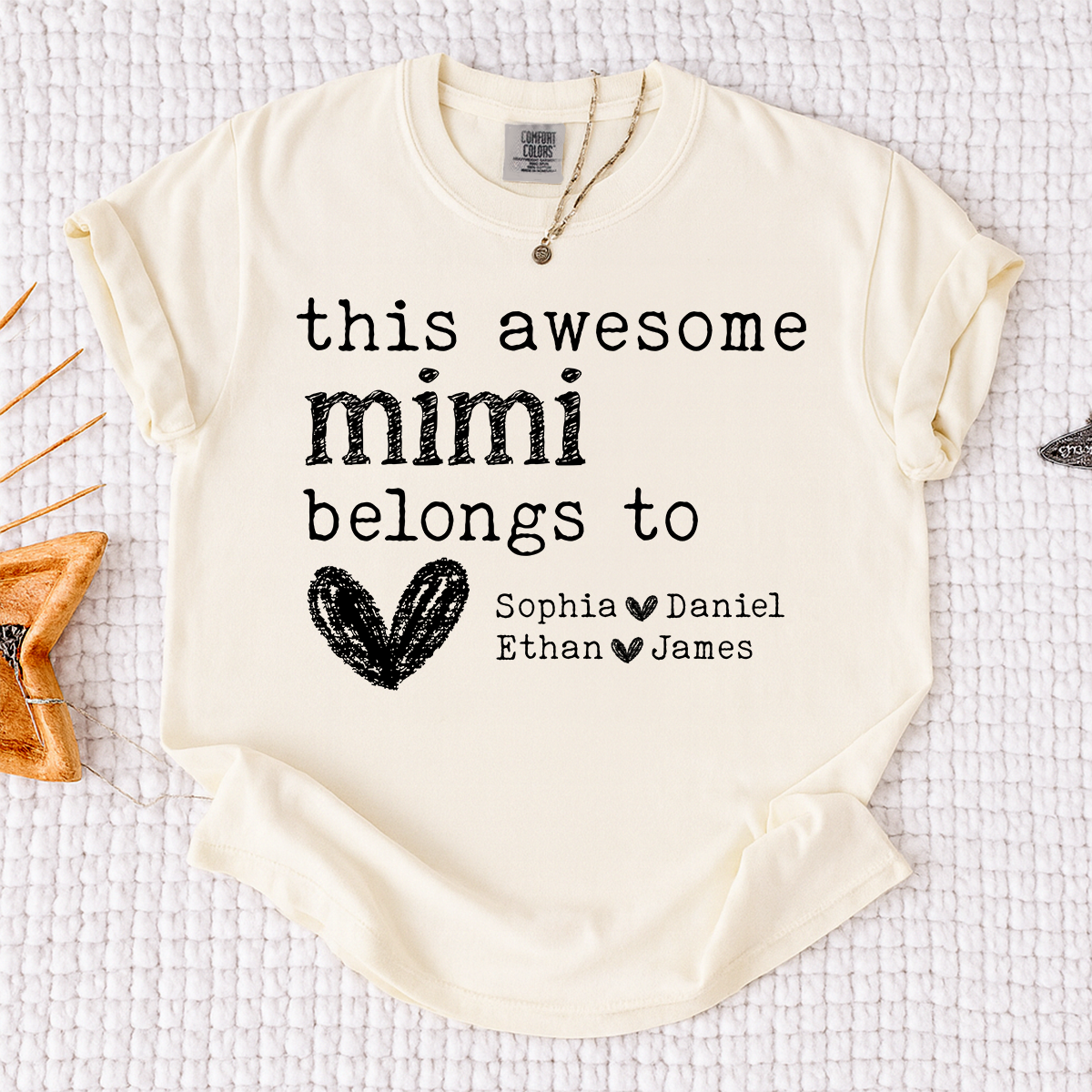 Comfort Colors This Awesome Mimi Belongs To Shirt, Personalized Mimi T Shirt with Kids Names, Custom Grandma Gift, Cute Family Tee
