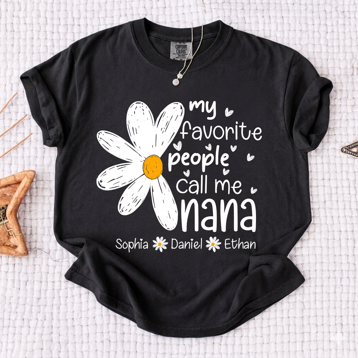 Comfort Colors® My Favorite People Call Me Nana Daisy T-shirt Grandma Gift with Kids' Names