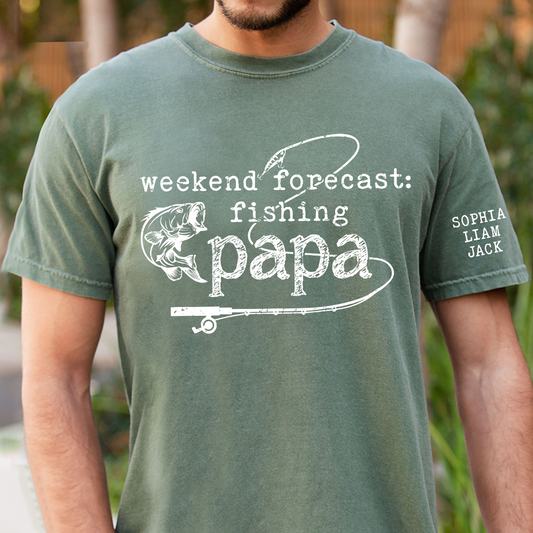 Weekend Forecast Fishing Papa Shirt Funny Fishing Tee Gift for Dad Grandpa