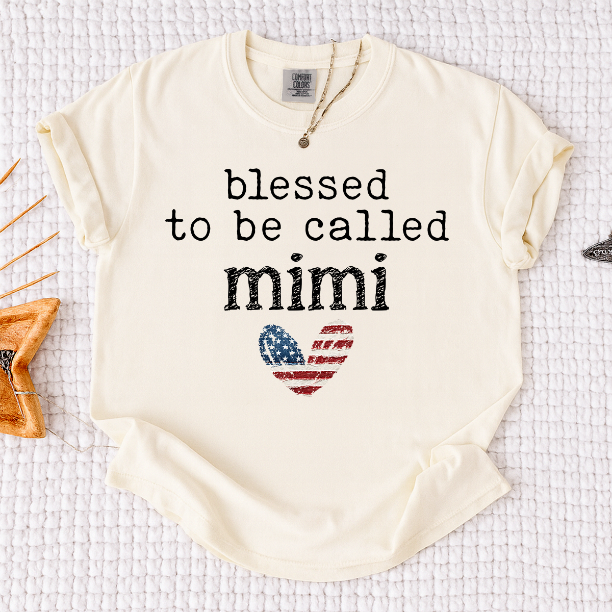 Comfort Colors Blessed To Be Called Mimi Shirt, Cute Mimi Grandma T Shirt, Patriotic Heart Design, Gift for Grandma Mothers Day