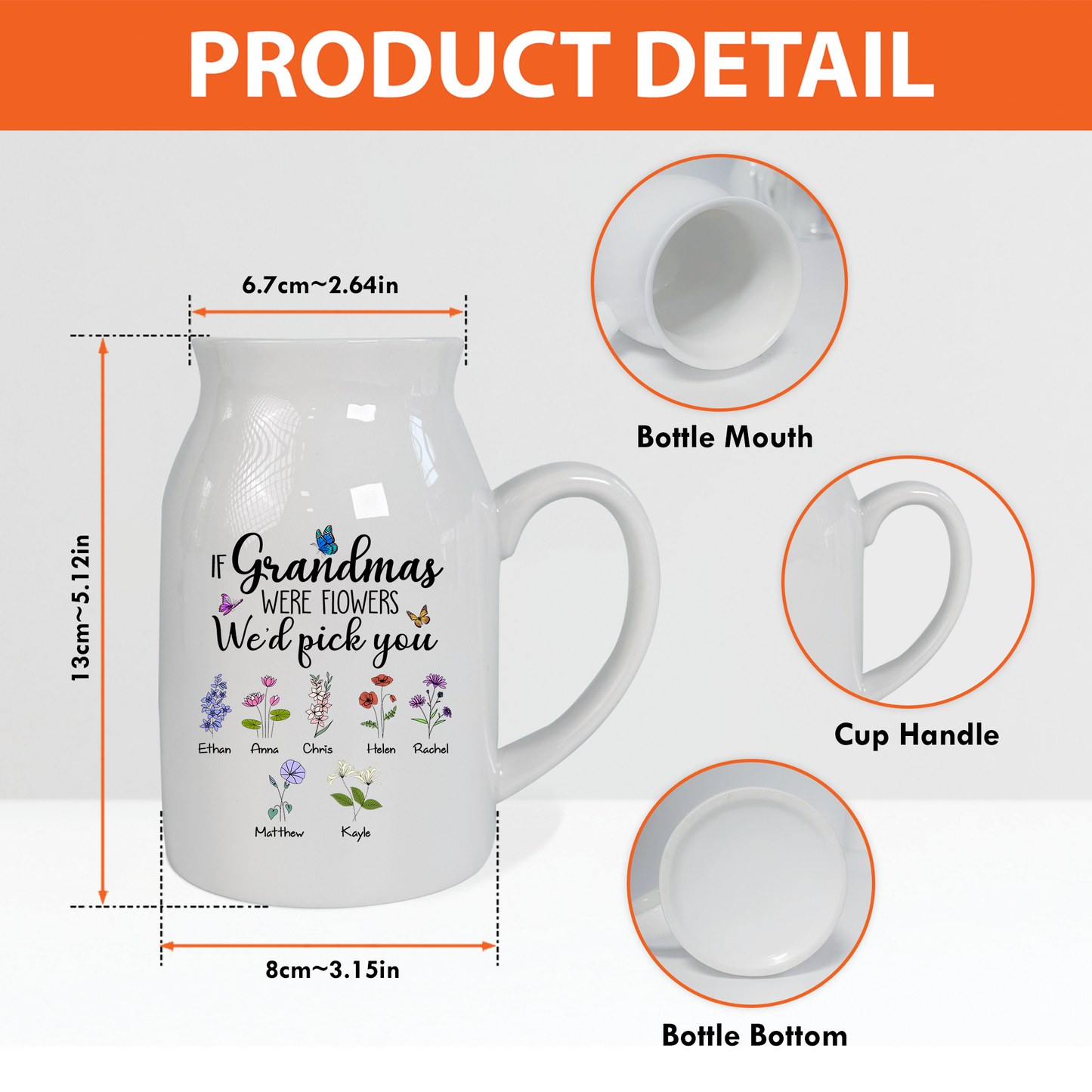 Grandma Were Flower And Grandkids Ceramic Flower Vase, Mother's Day Gifts