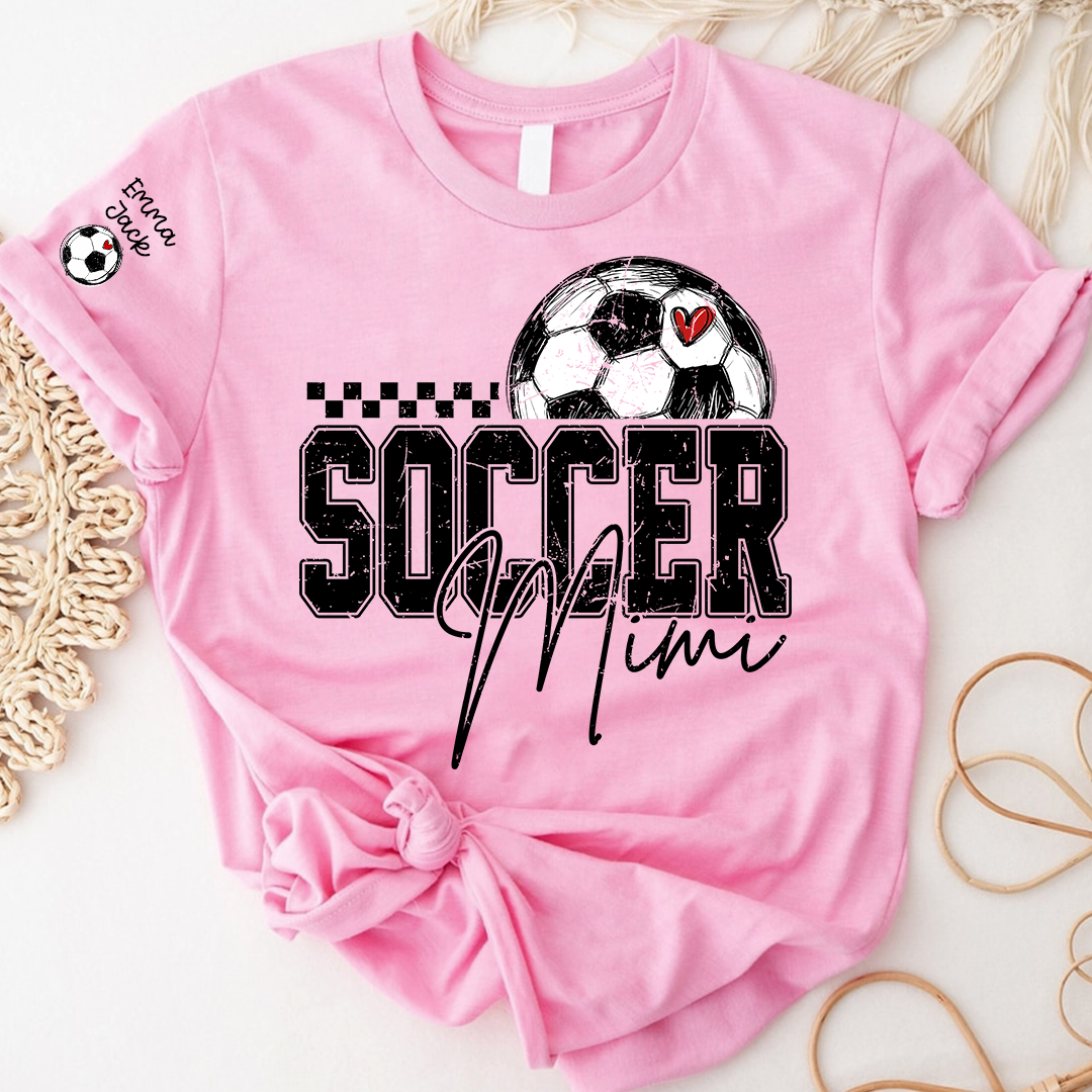 Soccer Mimi Shirt Personalized with Grandkids Names, Soccer Ball Graphic Family T Shirt